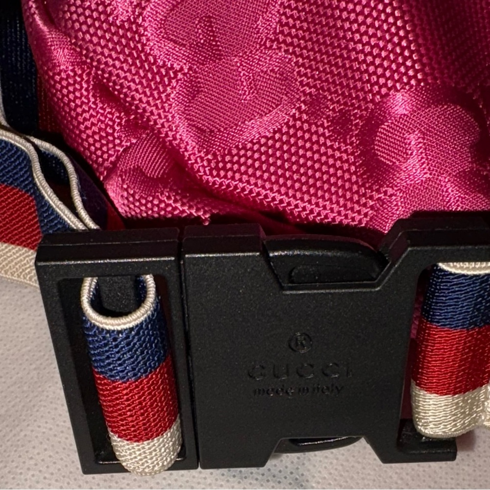 GUCCI SYLVIE SIGNATURE PINK GG FANNY PACK BELT BAG GIRLS WEB STRIPE WAIST STRAP - Picture 11 of 15